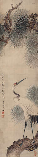 缪嘉惠（1842～1918） 松鹤延年 立轴 设色绢本