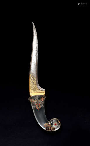 18世纪 印度痕都斯坦水晶柄匕首
