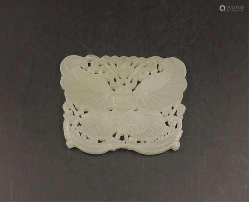 CHINESE WHITE JADE BUTTERFLY PENDANT