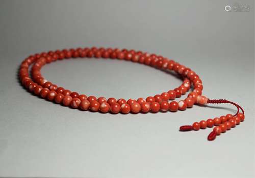 CHINESE 108 CORAL BEADS NECKLACE