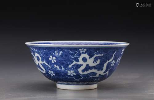 CHINESE BLUE AND WHITE DRAGON PORCELAIN BOWL