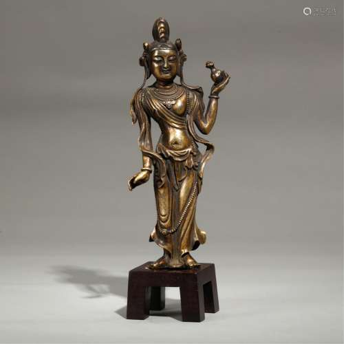 CHINESE TANG DYNASTY STYLE  BRONZE STANDING  GUANY