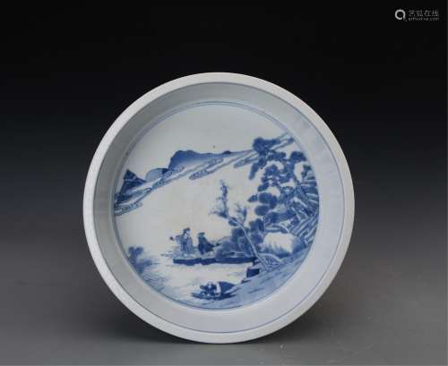 CHINESE BLUE AND WHITE LANDSCAPE WATER COUPE