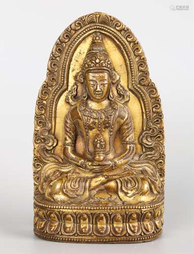 CHINESE GILT BRONZE FIGURE OF AMITAYUS