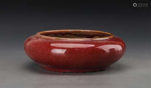 CHINESE OX BLOOD GLAZED PORCELAIN BRUSH WASHER