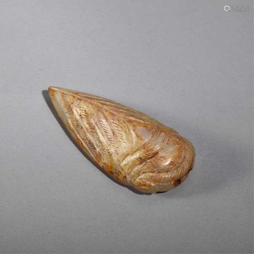 CHINESE ARCHAIC JADE CARVED CICADA