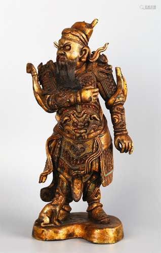 CHINESE GILT BRONZE FIGURE OF DEITY