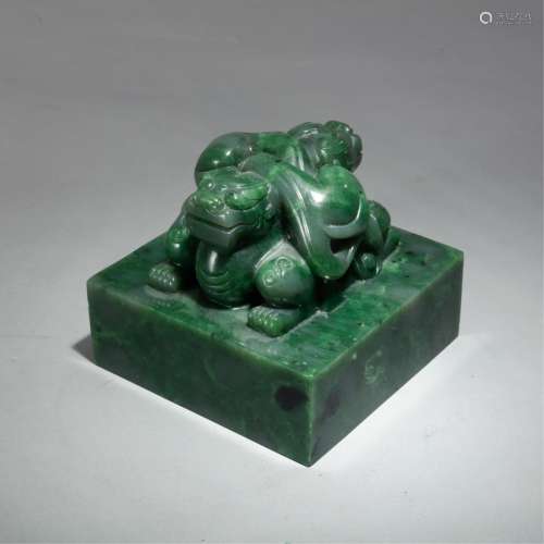 IMPORTANT CHINESE SPINACH JADE SEAL