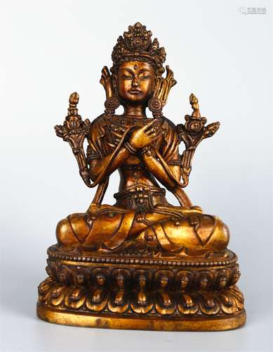 CHINESE TIBET GILT BRONZE VAJRADHARA STATUE