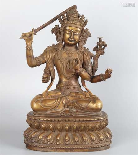 CHINESE SINO-TIBETAN BRONZE FIGURE OF MANJUSRI