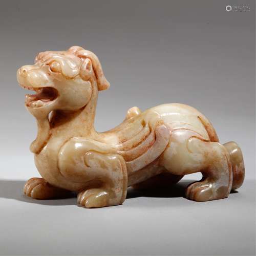 CHINESE ARCHAIC JADE CARVED DRAGON