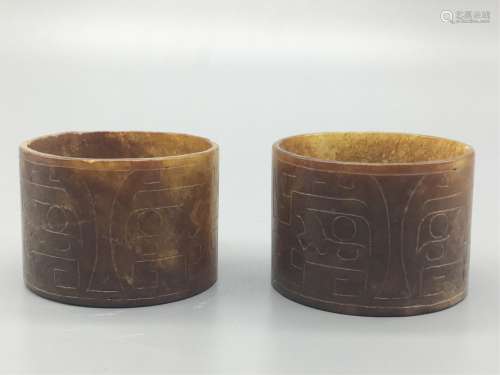 TWO CHINESE JADE CARVED CIRCLES