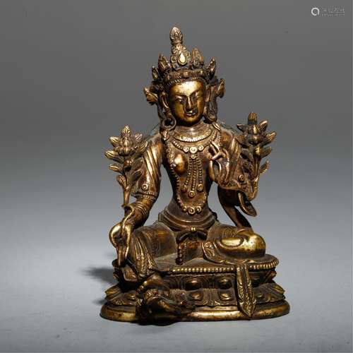 CHINESE SINO TIBETAN GILT BRONZE FIGURE OF TARA