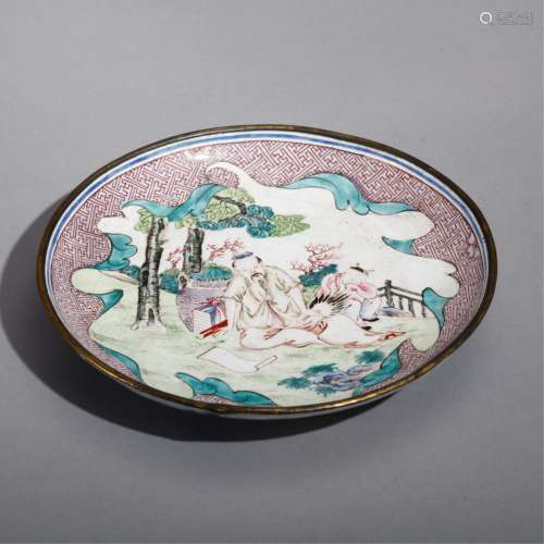 CHINESE BRONZE ENAMELS PLATE