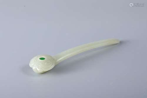 Hetian jade coloured glaze inlaid handle piece