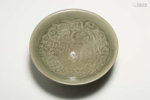 Song dynasty Yaozhou kiln flying fairy grain bamboo hat shaped bowl