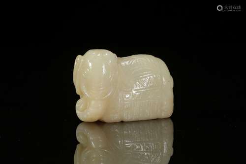 White jade carved elephant