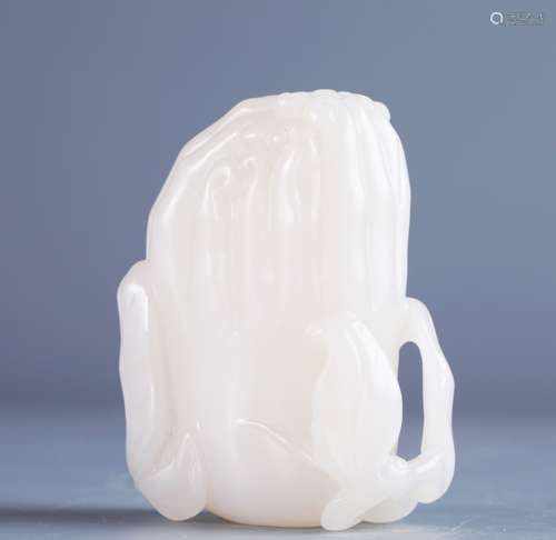 White jade buddha hand snuff bottle