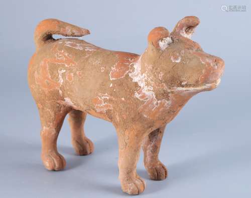 RED POTTERY DOG PATTERN FIGURINE