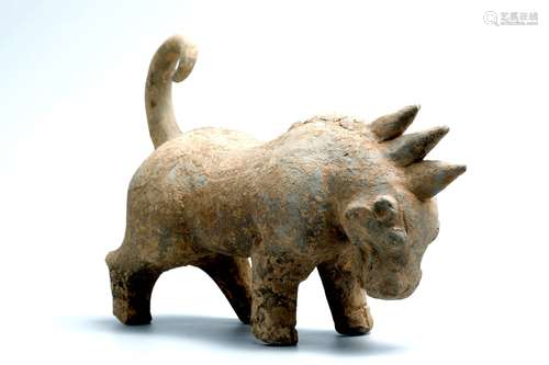 Western jin dynasty gray pottery rhinoceros