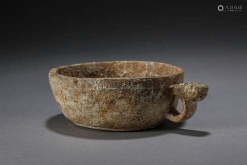 White stone carved cup with ear