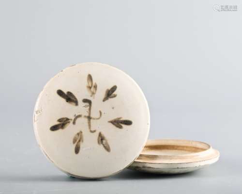 Shanxi Jiexiu kiln white glaze brown colour box with cover