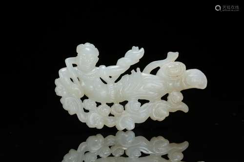 Hollow carved white jade decoration