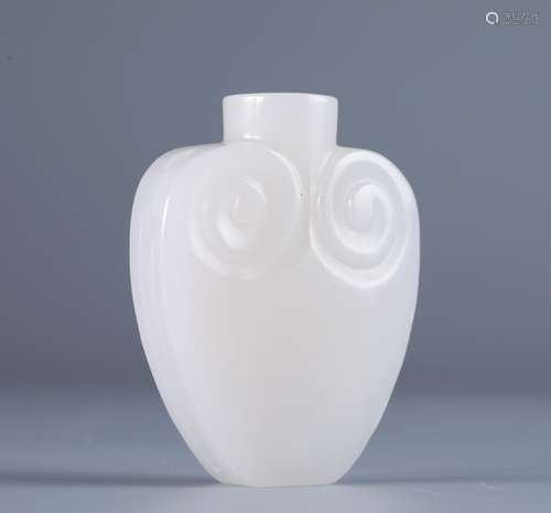 White jade carved snuff bottle