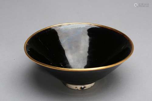 Song dynasty Ding kiln black glazed bamboo hat shaped bowl