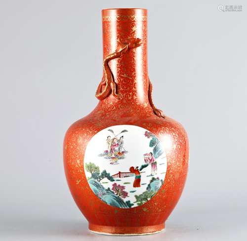 Iron red dragon pattern bottle