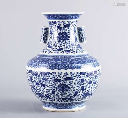 Qing dynasty blue and white bottle