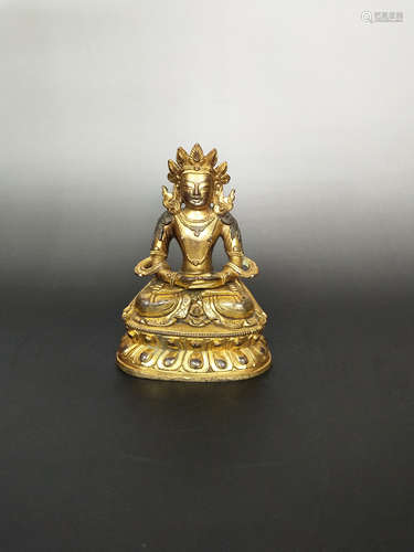 China,Bronze Gilded Buddha