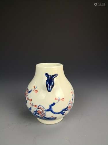 Chinese Blue and White and Copper-Red Vase