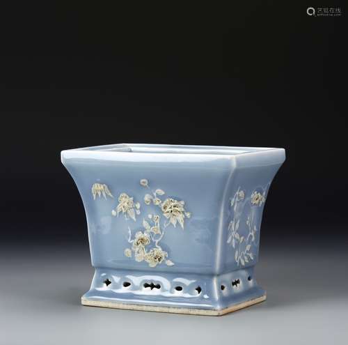 Chinese Blue Glaze Square Flower Pot