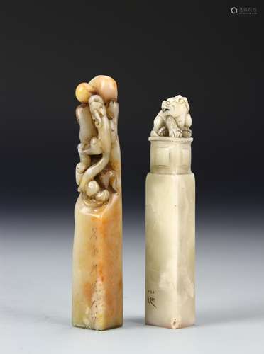 Two Chinese Jade Seal Chops