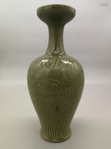 China,Yaozhou Yao carved flower figures  vase.