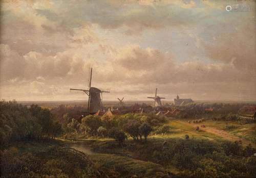 Holländische Landschaft mit Windmühlen