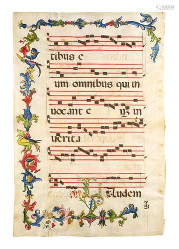 ANTIPHONAR-FRAGMENT MIT INITIALE 'L' UND RANKENBORDÜRE