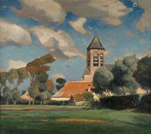 Dorfkirche in Herbstlandschaft