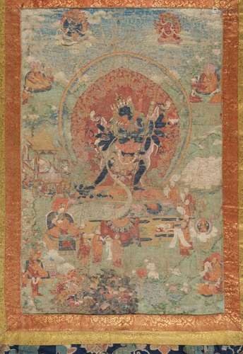 Thangka des Cakrasamvara und der Vajravahari in Yab-Yum