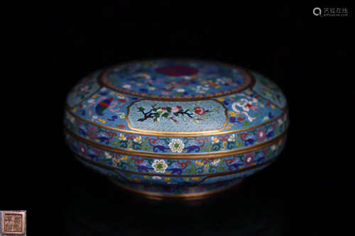 A CLOISONNE FLORAL PATTERN BRONZE COVER BOX