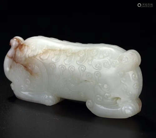 PAIR OF HETIAN JADE TIGER PENDANTS