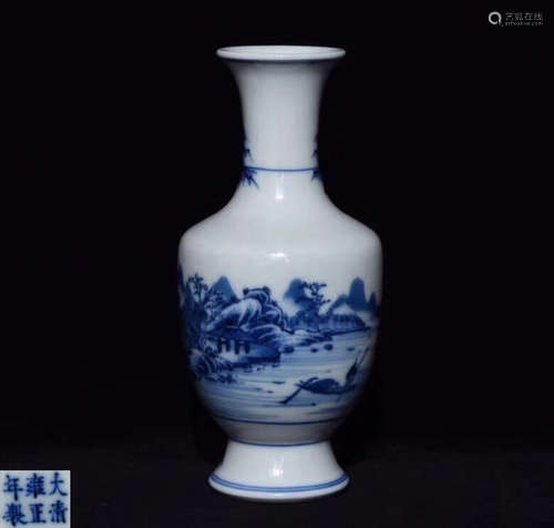 A BLUE AND WHITE LANDSCAPE VASE