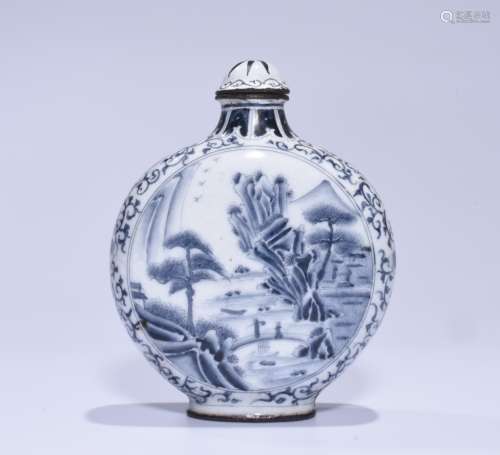A BLUE AND WHITE SNUFF BOTTLE