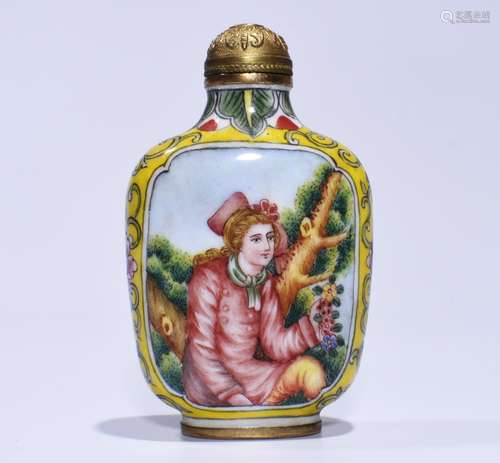 A PAINTED ENAMEL SNUFF BOTTLE, QIANLONG MARK