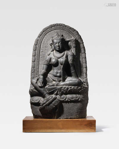 NORTHEASTERN INDIA, PALA PERIOD, CIRCA 10TH CENTURY A BLACKSTONE STELE OF SYAMATARA