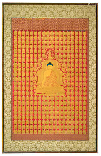 MONGOLIA, 19TH CENTURY A RED GROUND CONFESSION BUDDHA THANGKA