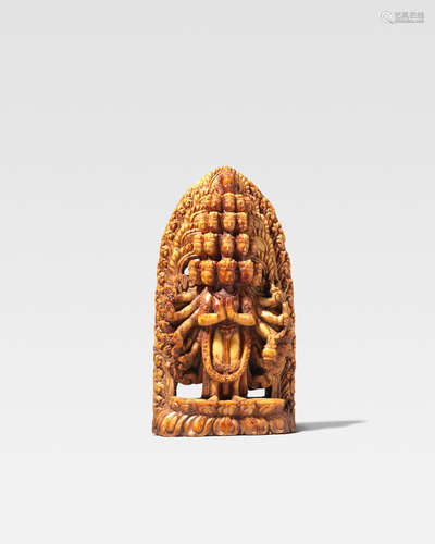 NEPAL, 17TH CENTURY AN IVORY FIGURE OF AVALOKITESHVARA SHRISHTIKANTA