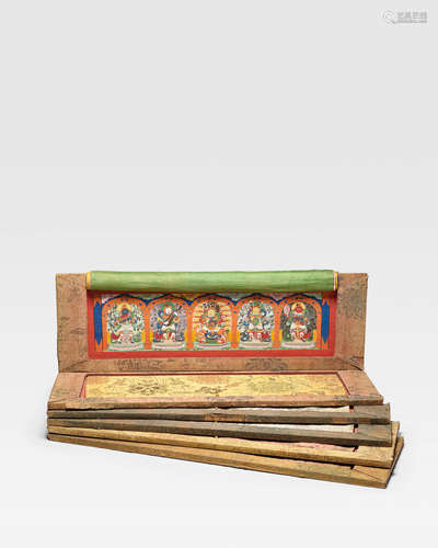 QING DYNASTY, 18TH CENTURY SIX ILLUSTRATED FOLIOS FROM A KANGYUR