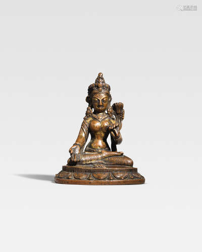 NEPAL, CIRCA 11TH CENTURY A GILT COPPER FIGURE OF TARA